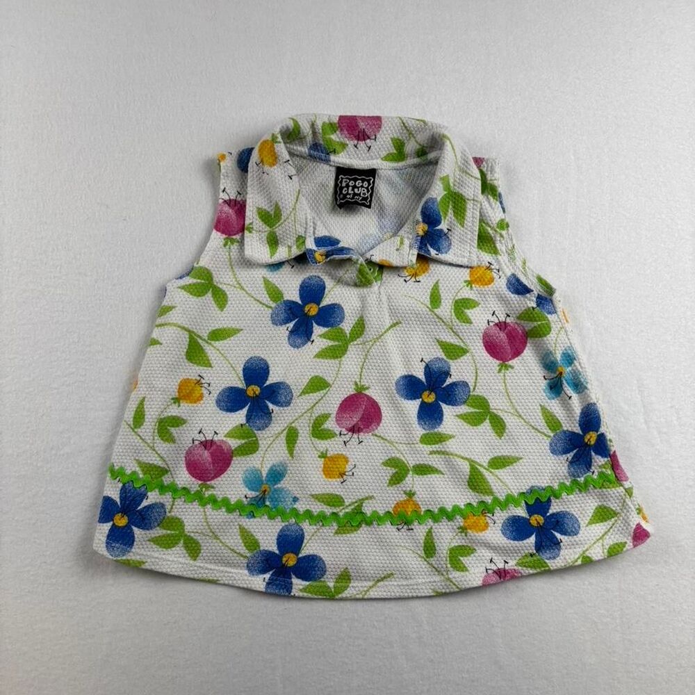 Vintage Pogo Club NY Baby Floral Top 9-12 Months Multicolor Collared Babydoll